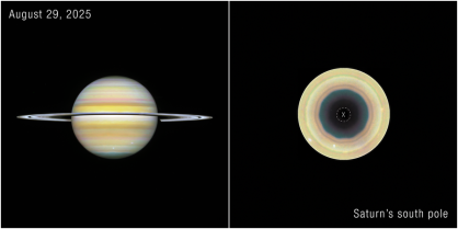 Hubble flagra decágono misterioso se formando no polo sul de Saturno